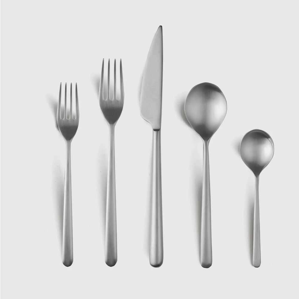 QUINCE NIB Mepra Linea Flatware 20 Piece Brushed Stainless Steel
